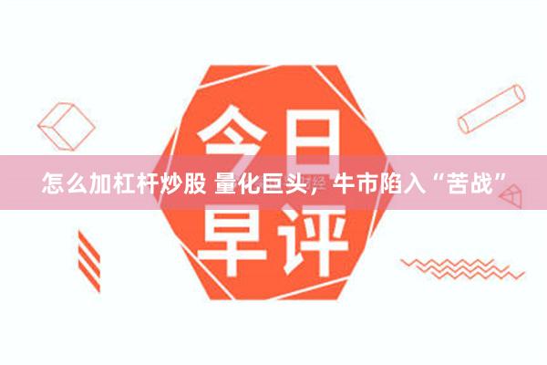 怎么加杠杆炒股 量化巨头，牛市陷入“苦战”