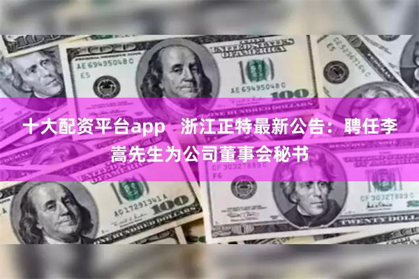 十大配资平台app   浙江正特最新公告：聘任李嵩先生为公司董事会秘书