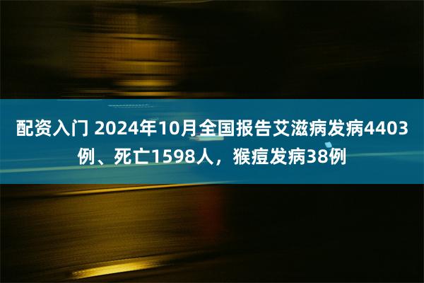 配资入门 2024年10月全国报告艾滋病发病4403例、死亡1598人，猴痘发病38例