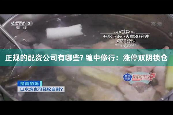 正规的配资公司有哪些? 缠中修行：涨停双阴锁仓