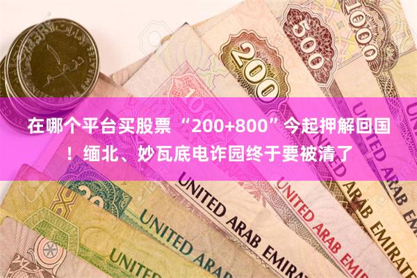 在哪个平台买股票 “200+800”今起押解回国！缅北、妙瓦底电诈园终于要被清了